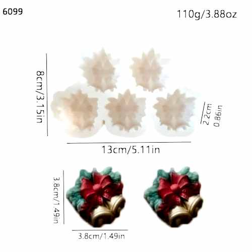 YY6099 Yılbaşı Temalı Süslü Çan Silikon Kalıp